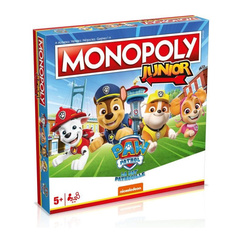 Monopoly Junior La Pat'Patrouille - Jeu de société - WINNING MOVES - Monopoly junior avec les personnages de la Pat'Patrouille