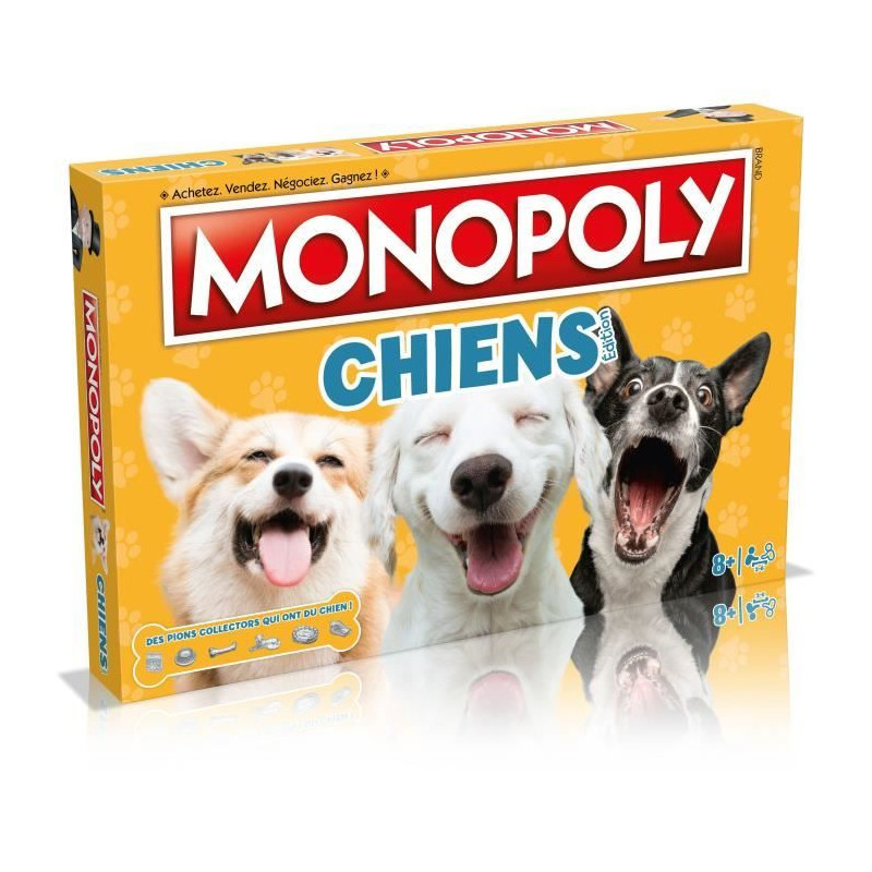 Monopoly Chiens - Jeu de société - WINNING MOVES - Monopoly mettant en vedette les chiens de différentes races.