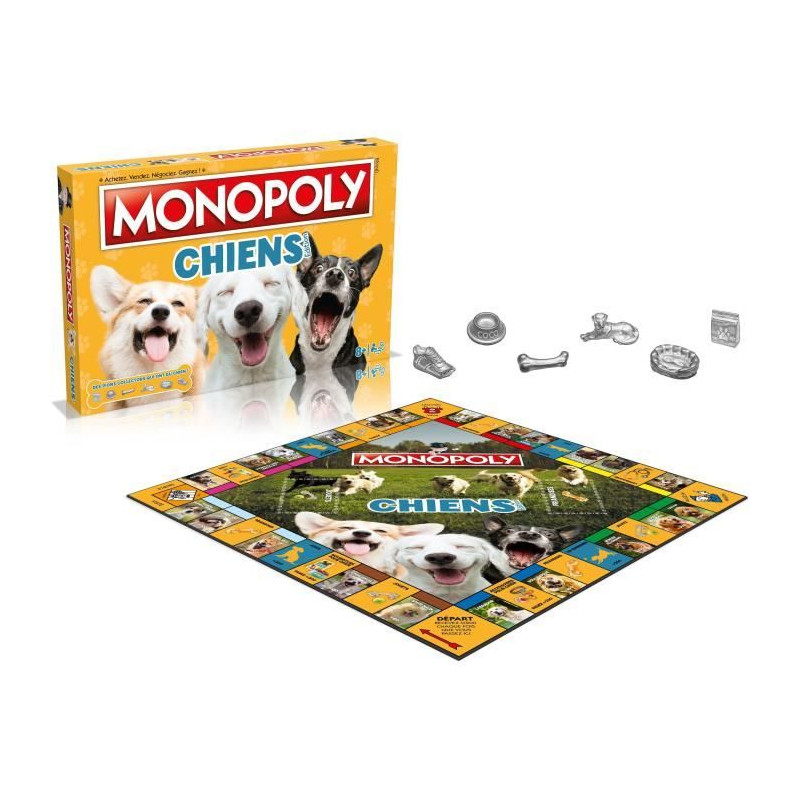 Monopoly Chiens - Jeu de société - WINNING MOVES - Monopoly mettant en vedette les chiens de différentes races.