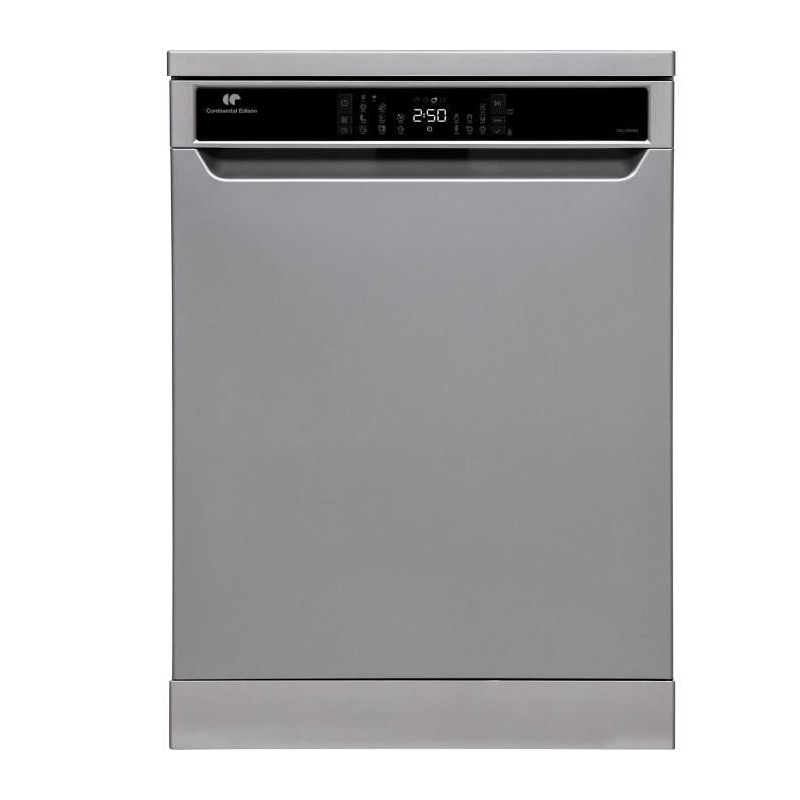 Lave-vaisselle pose libre CONTINENTAL EDISON - 15 couverts - Largeur 59,8 cm - Classe D - moteur induction - 39 dB - Silver
