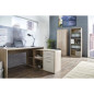 LONDON Bureau d'angle classique décor chene sonoma et blanc brillant - L 136 cm