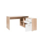 LONDON Bureau d'angle classique décor chene sonoma et blanc brillant - L 136 cm