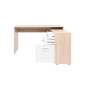 LONDON Bureau d'angle classique décor chene sonoma et blanc brillant - L 136 cm