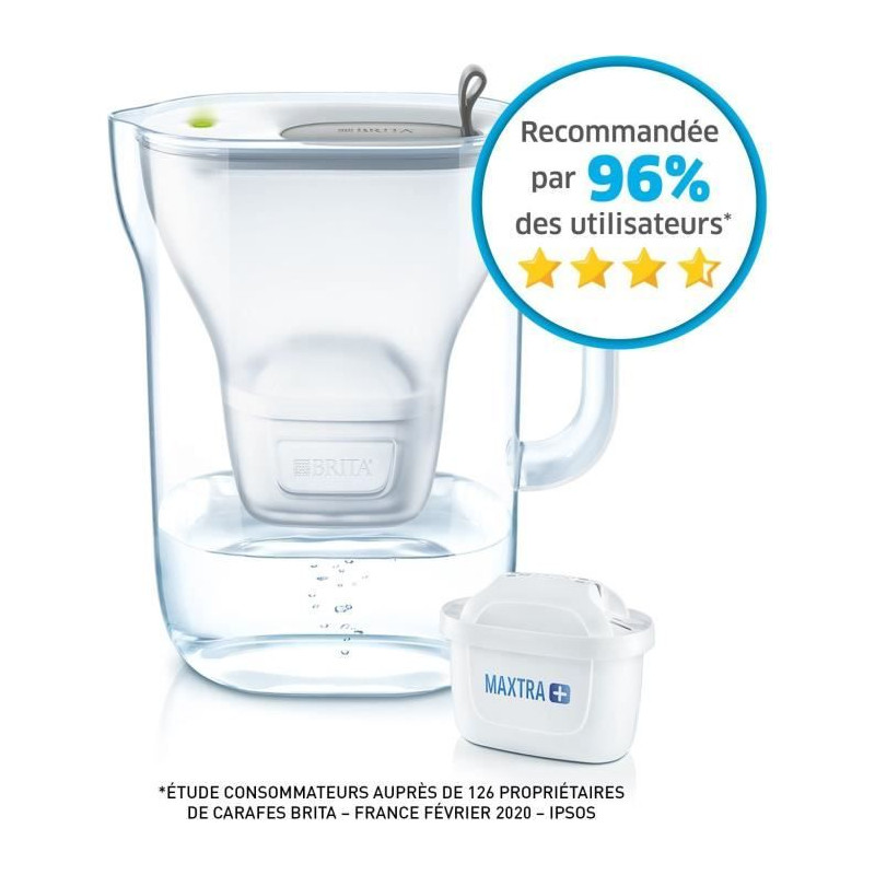 Carafe filtrante - BRITA - Style grise - 3 cartouches MAXTRA+ incluses