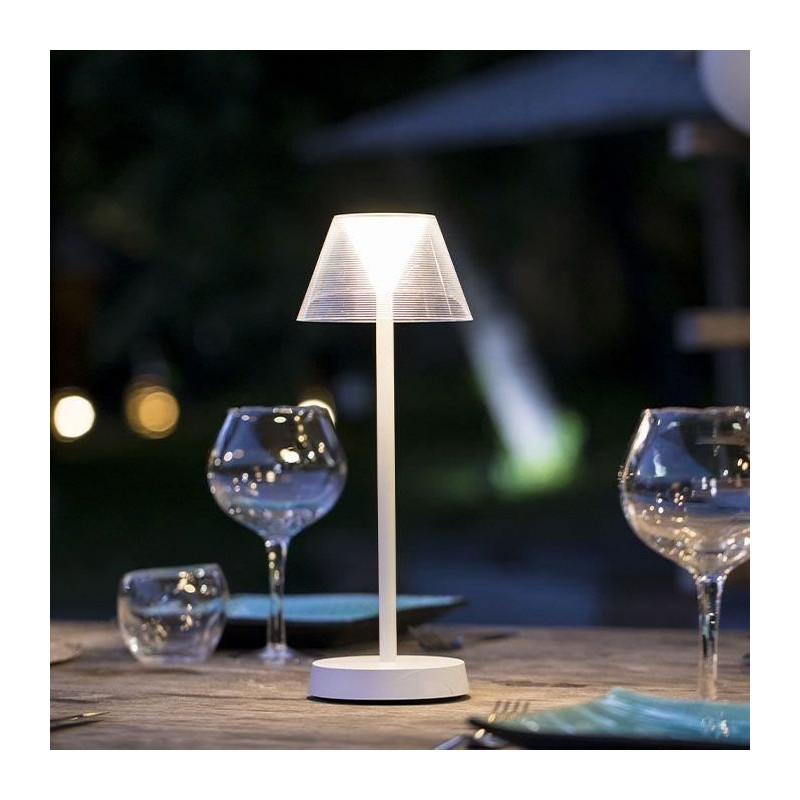 Lampe de table sans fil - LUMISKY - BEVERLY WHITE - H34 cm - LED blanc chaud