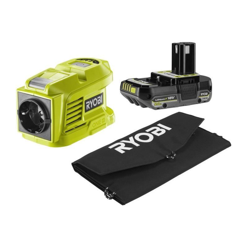 Kit voyage - RYOBI - Panneau Solaire 21 W + Transformateur / chargeur RY18BI150B-0 + 1 batterie lithium+ 18 V 2,0 Ah