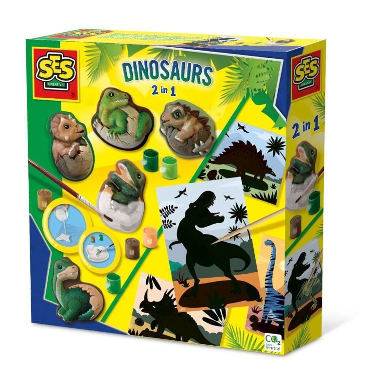 Dinosaures 2 en 1 - Moulage et peinture et scratch - Loisirs créatifs - SES CREATIVE - Mouler, peindre et scratcher des dinosau