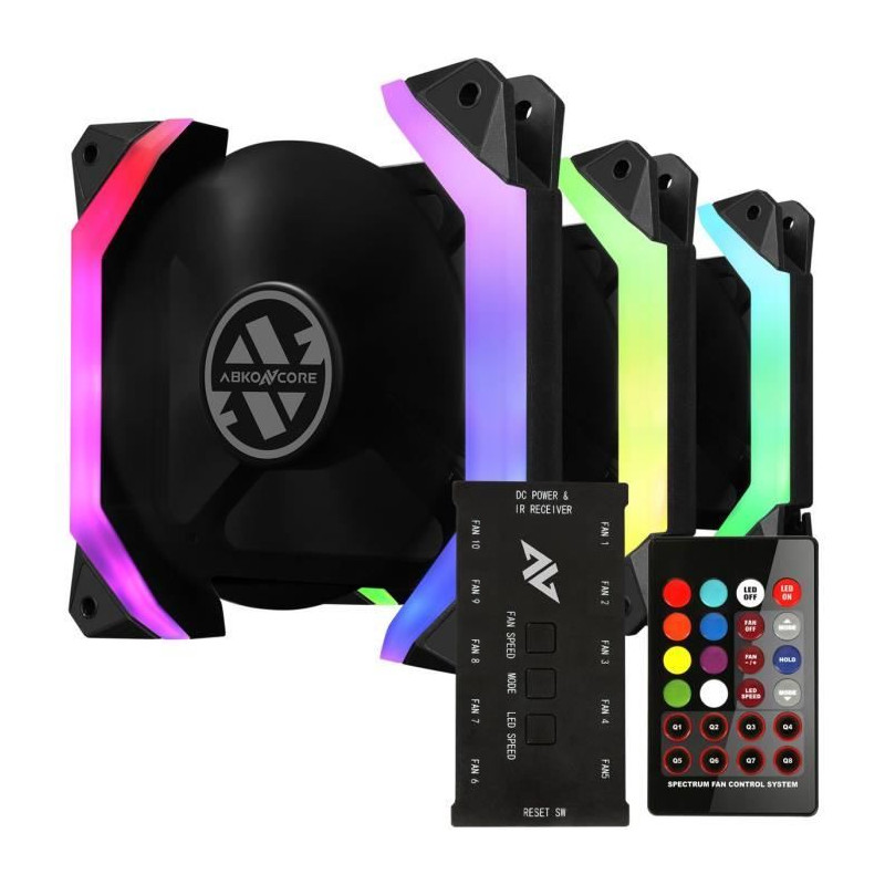 ABKONCORE Spider Spectrum Sync (Pack de 3) - Ventilateur 120mm A-RGB pour boitier