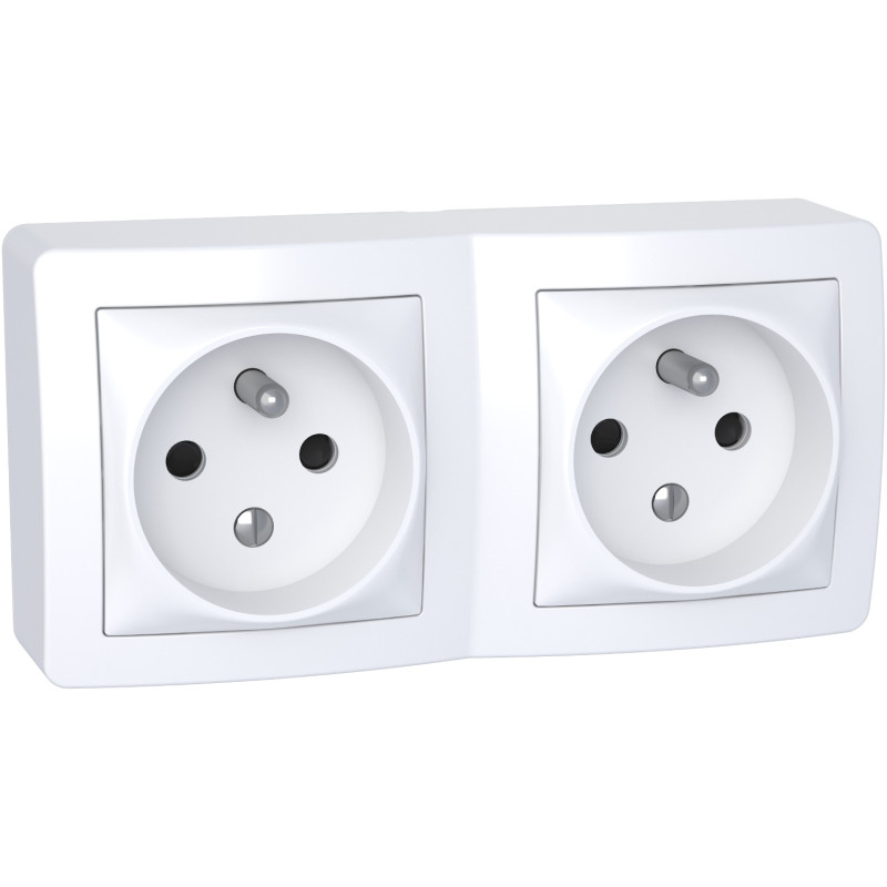 Double prises de courant ALRÉA connexion rapide 2P+T avec obturateurs SCHNEIDER ELECTRIC SHN0262473P