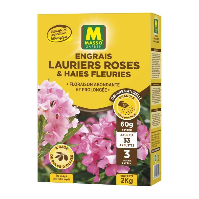 Engrais - MASSO GARDEN - 235011 - Lauriers Roses et Haies Fleuries - 2 kg