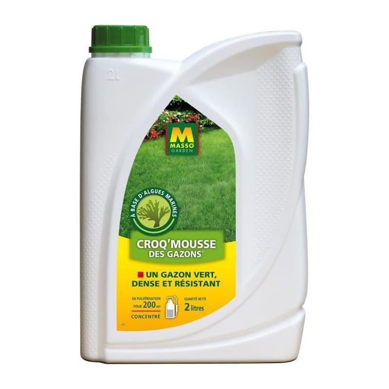 Engrais - MASSO GARDEN - 242316 - Croq'Mousse des gazons - 2 L