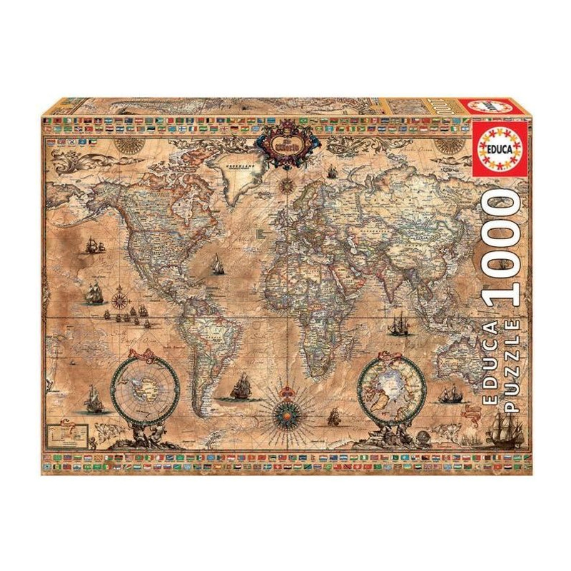 EDUCA -Puzzle - EDUCA PUZZLE 1000 MAPPEMONDE