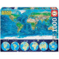 Puzzle Mappemonde Neon 1000 pcs - EDUCA - Voyage et cartes - Adulte - 12 ans