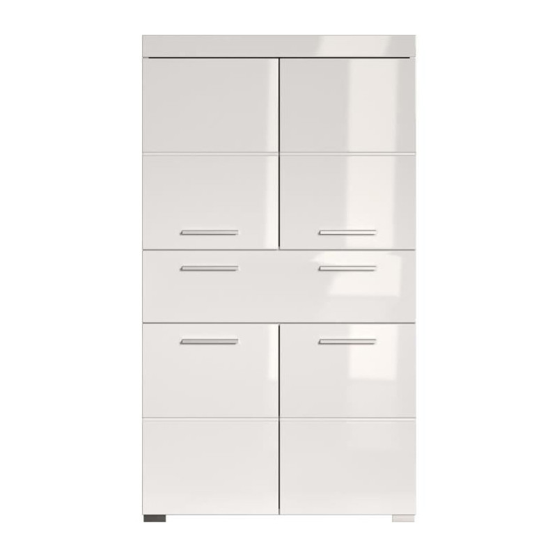 Colonne double AMANDA - 4 portes + 1 tiroir - L73 x P31 x H130 cm - Blanc - TRENDTEAM