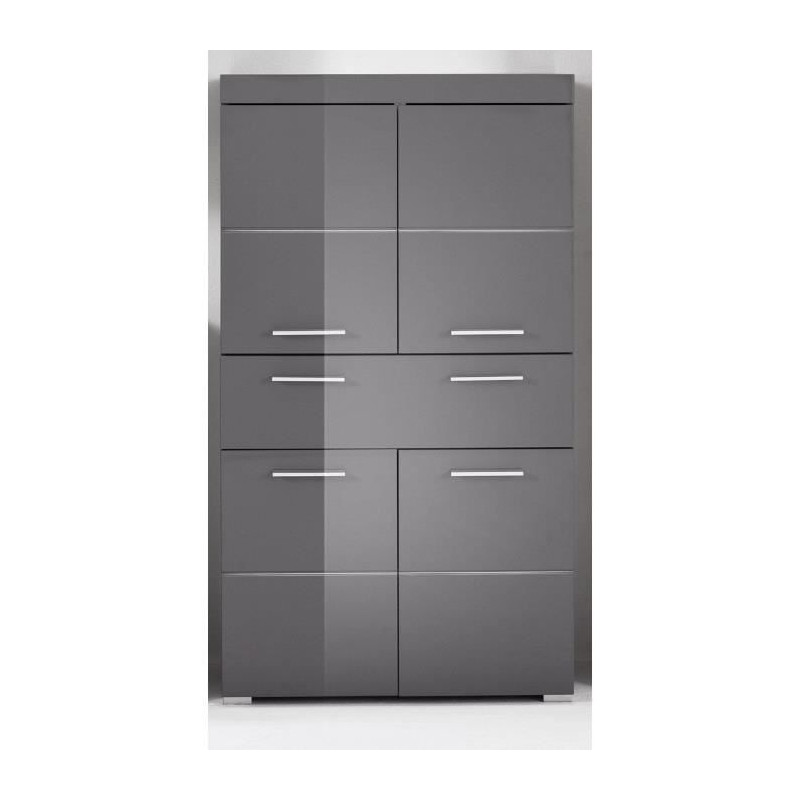 Colonne double AMANDA - 4 portes + 1 tiroir - L73 x P31 x H130 cm - Gris - TRENDTEAM