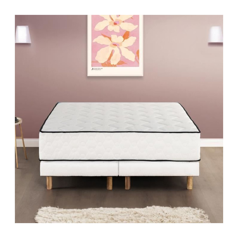 Ensemble matelas 180x200 cm + sommiers 2x90x200 cm - Ressorts ensachés - 7 zones de confort - 27 cm - Équilibré - DEKO DREAM