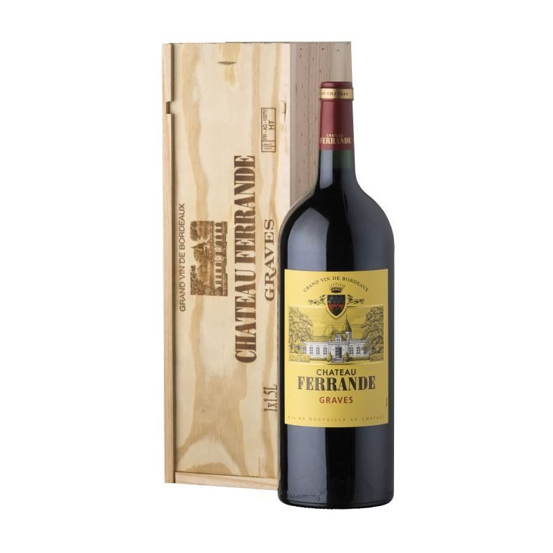 Magnum Coffret Cadeau Caisse Bois - Château Ferrande 2019 Graves - Vin rouge de Bordeaux