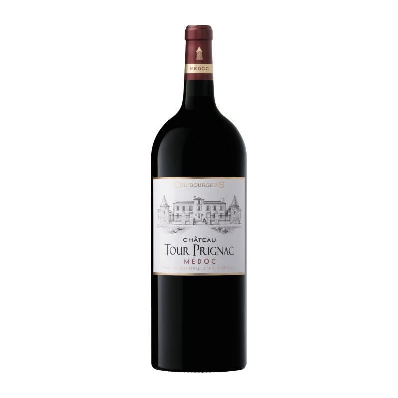 Magnum Coffret Cadeau Caisse Bois - Château Tour Prignac 2018 Médoc Cru Bourgeois - Vin Rouge de Bordeaux