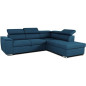 Canapé d'angle convertible réversible avec coffre - 5 places - DAYTONA - Tissu bleu - 260 x 77 / 94 x 216 cm