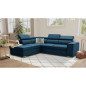 Canapé d'angle convertible réversible avec coffre - 5 places - DAYTONA - Tissu bleu - 260 x 77 / 94 x 216 cm