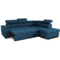 Canapé d'angle convertible réversible avec coffre - 5 places - DAYTONA - Tissu bleu - 260 x 77 / 94 x 216 cm