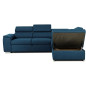 Canapé d'angle convertible réversible avec coffre - 5 places - DAYTONA - Tissu bleu - 260 x 77 / 94 x 216 cm