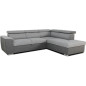 Canapé d'angle convertible réversible avec coffre - 5 places - DAYTONA - Tissu gris et anthracite - 260 x 77 / 94 x 216 cm