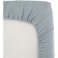 Drap housse lange - DOMIVA - 70x140 cm - Bleu vintage - Gaze de coton