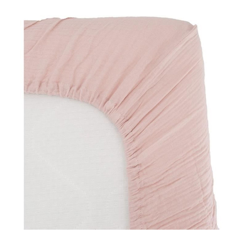 Drap housse lange - DOMIVA - 70x140 cm - Vieux rose - Gaze de coton