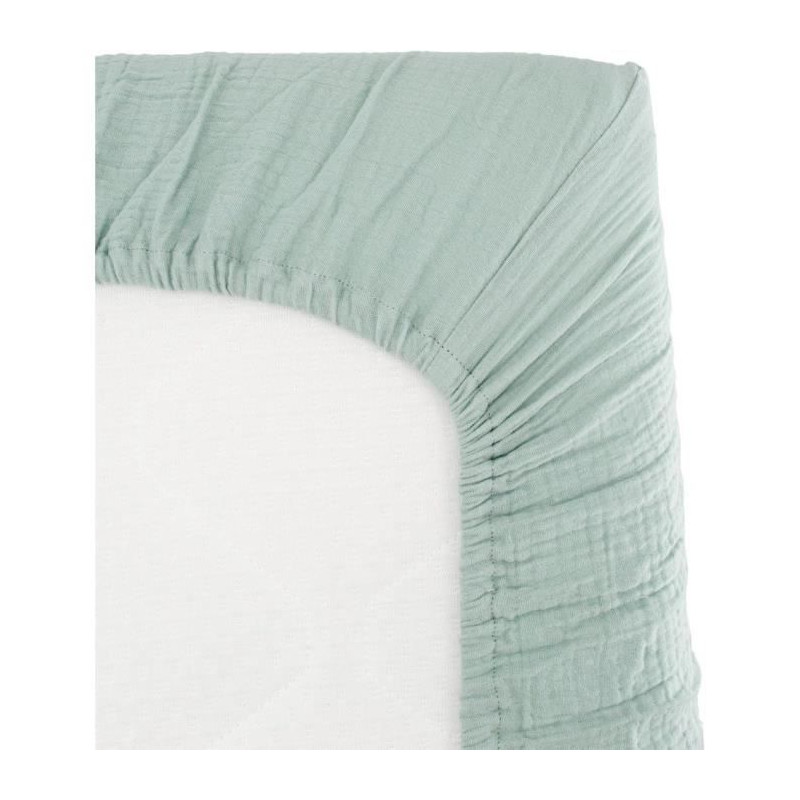 Drap housse lange - DOMIVA - 70x140 cm - Celadon - Gaze de coton