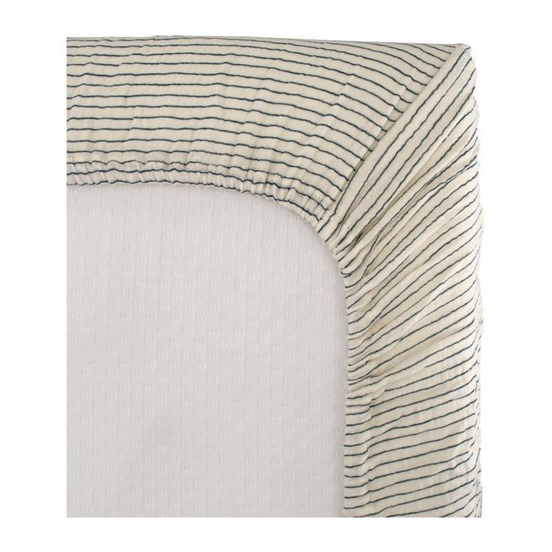 Drap housse lange - DOMIVA - 70x140 cm - Rayures - Gaze de coton