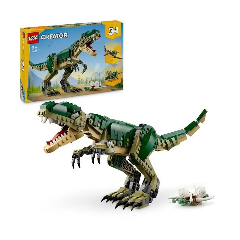 LEGO Creator 31151 3-en-1 Le T-rex - Dinosaure jouet tricératops ou ptérodactyle