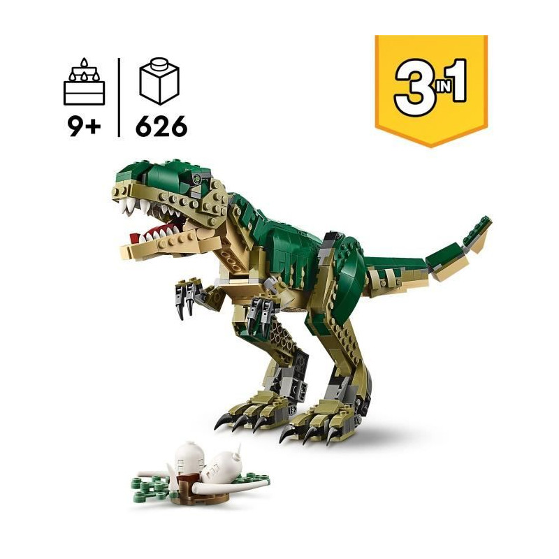 LEGO Creator 31151 3-en-1 Le T-rex - Dinosaure jouet tricératops ou ptérodactyle