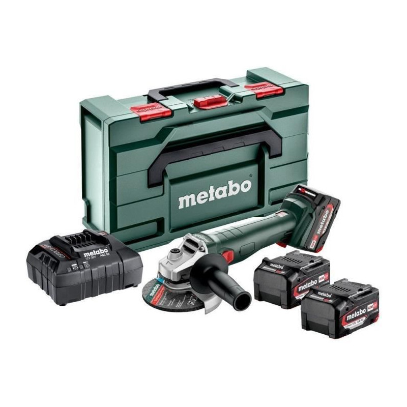 Set Meuleuse d'angle sans fil - METABO - W 18 L 9-125 Quick - 18 V - MetaBOX 165 L