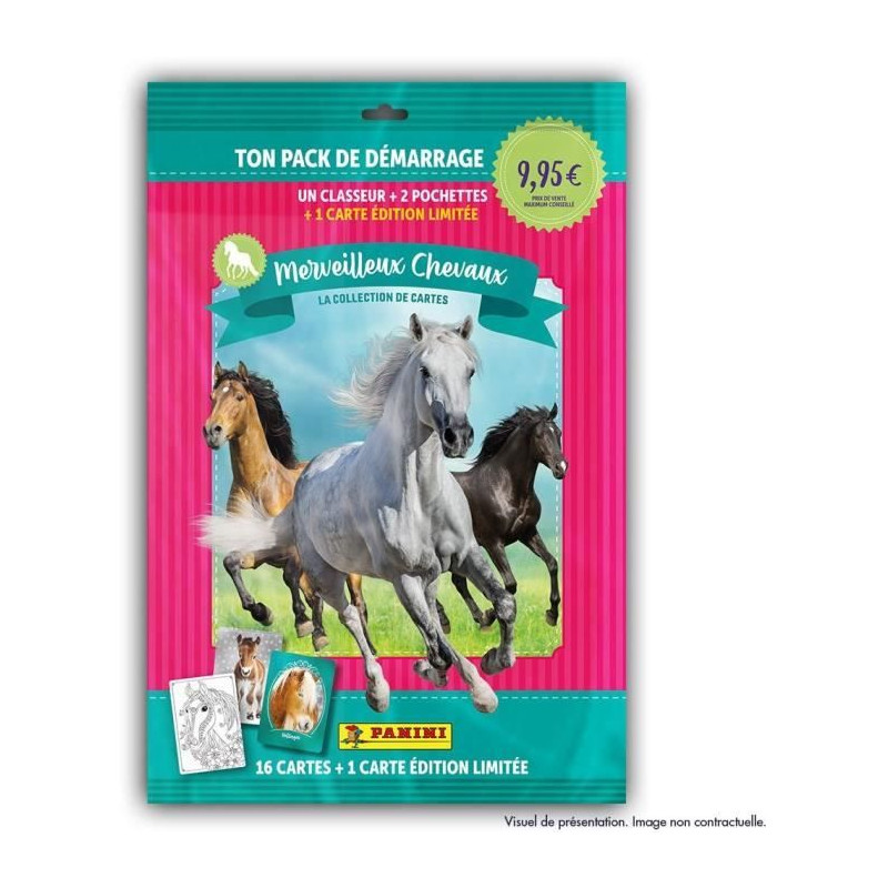 Pack de démarrage - PANINI - Collection de cartes pour les fans de chevaux - Contient 1 classeur + 2 pochettes