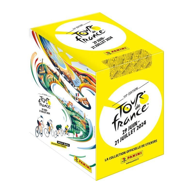 Boîte stickers - PANINI - Collection officielle Tour de France 2024 - Contient 36 pochettes de 5 stickers