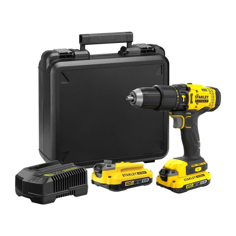 Perceuse visseuse a percussion 50 Nm - Lithium 18V - 2 Batteries 2Ah - STANLEY FATMAX V20 - SFMCD711D22-QW