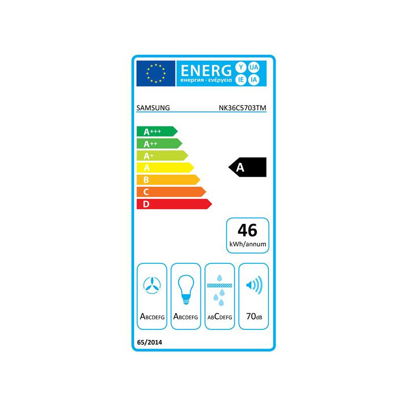 Hotte décorative murale 90 cm - Connectique bluetooth - 531 m3/h - 4 vi SAMSUNG - NK36C5703TM