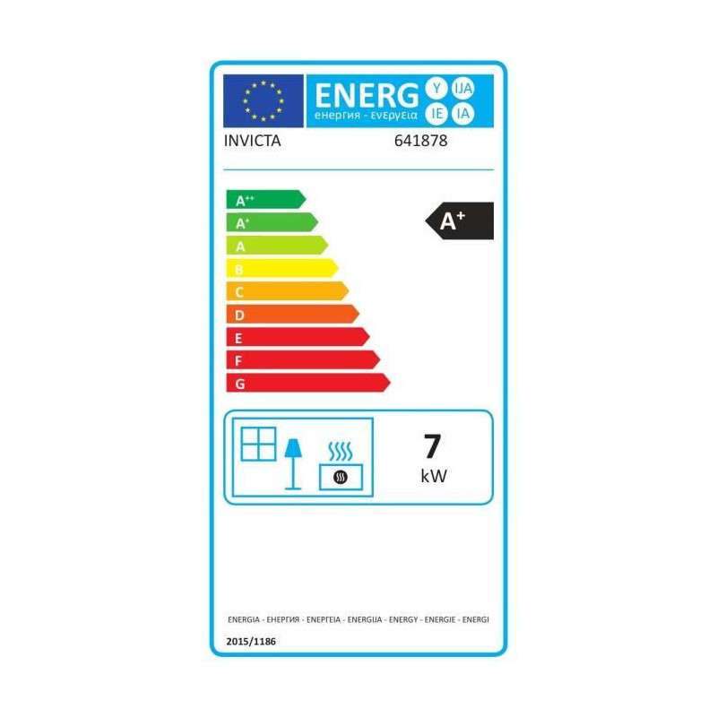 Poele a granulés modulable INVICTA Nola 7 - 7 kW - Rendement 86% - Gris