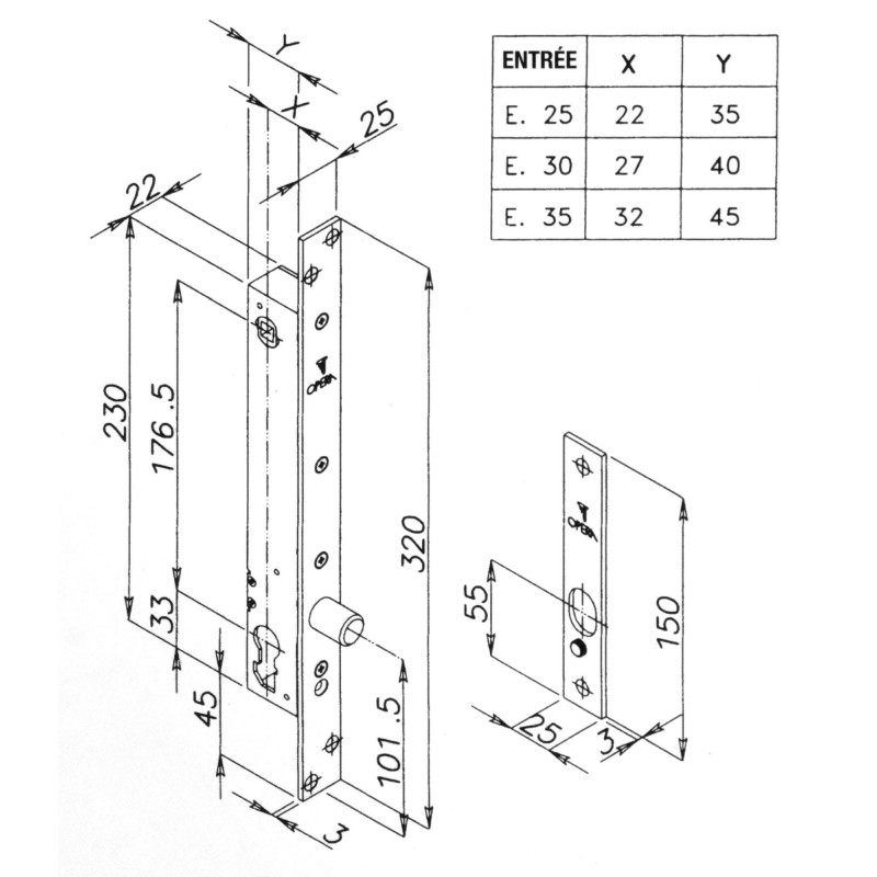 Pêne piston rotatif rond PRIMABASE en acier OPERA 25608 30