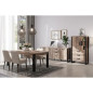 Table a manger EMILE 10 personnes - Mélamine chene brun tabac et noir mat - L200 x P100 x H77 cm - TRENDTEAM