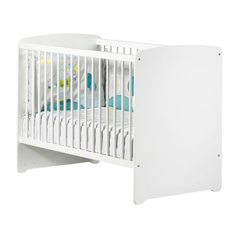 Chambre bébé trio Basic boule: Lit 120x60, commode a langer et armoire - Babyprice - Blanc