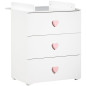 Chambre bébé trio Basic coeur: lit 120x60, commode a langer et armoire - Babyprice - Blanc