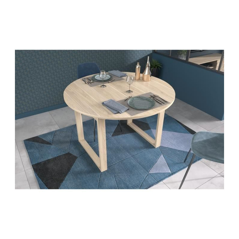 Table a manger extensible - BETTY - Ronde - Décor chene - 4 / 6 personnes - 120 / 155 x 120 x 75 cm - PARISOT