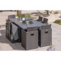 Ensemble repas de jardin encastrable - Noir - Résine tressée et plateau aluminium - 8 places - PVC-8-ALU-N - DCB GARDEN