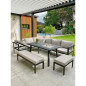 Ensemble repas de jardin - Gris anthracite - Aluminium - 9 places - ANTALYA - DCB GARDEN