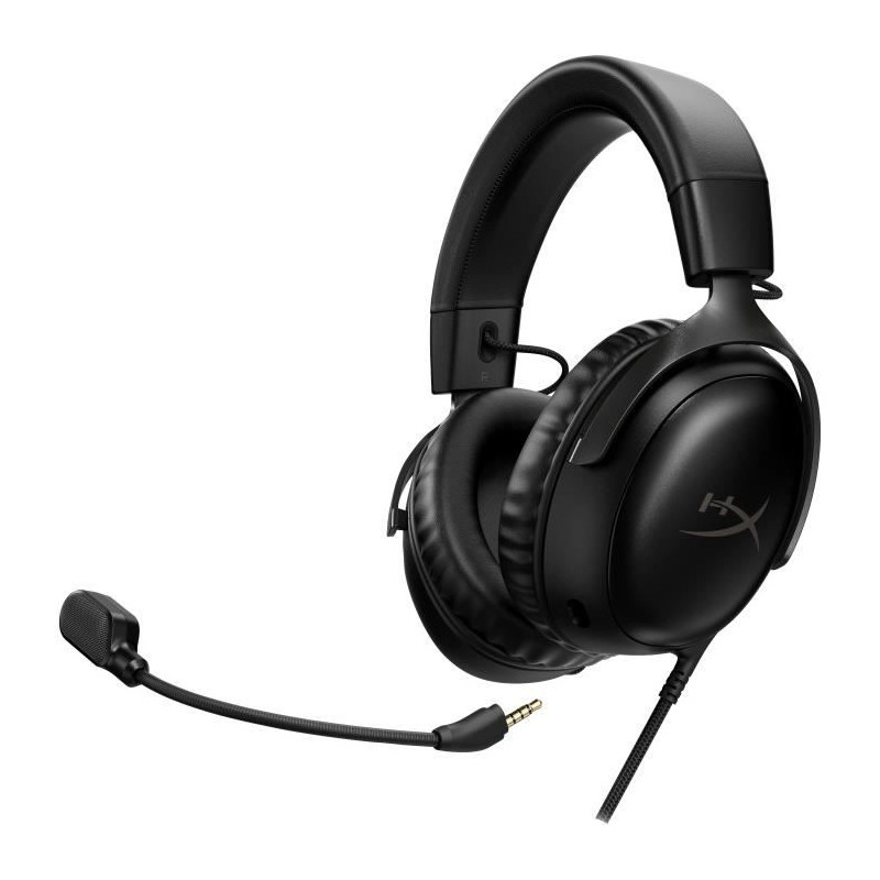 Casque gaming fermé HyperX Cloud III (noir) avec son spatial DTS Headphone:X et micro amovible a réduction de bruit