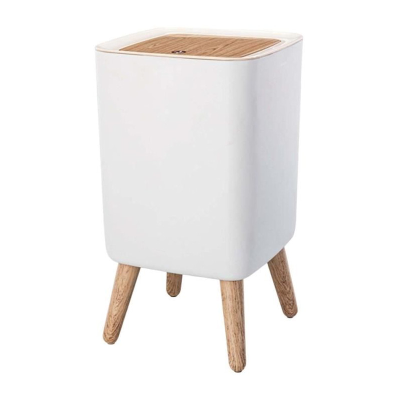 Poubelle sur pied de salle de bain push - MALMO SQUARE - KITCHEN MOVE - 10L - Bois design