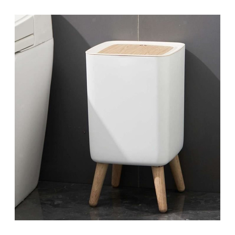 Poubelle sur pied de salle de bain push - MALMO SQUARE - KITCHEN MOVE - 10L - Bois design