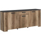 Buffet - STEIN - Chene et steam black - 3 portes - 1 tiroir - 182 x 40 x 78 cm - PARISOT